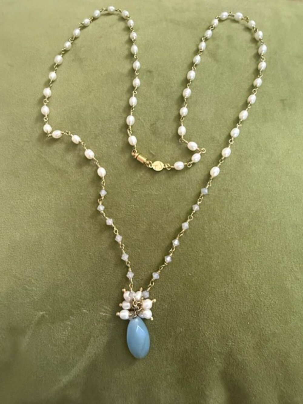 vintage pearl necklace with beads TS